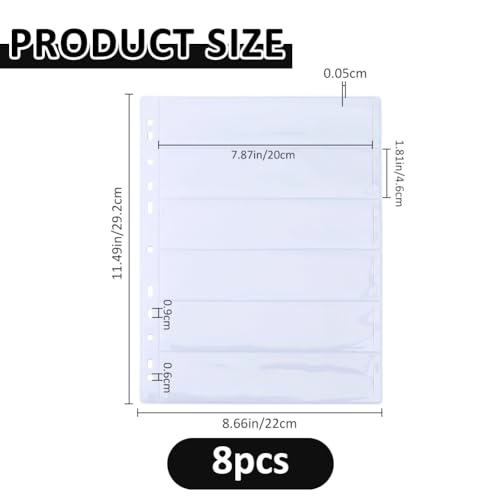 SUPERFINDINGS 8 Pack Binder Page for Embroidery Floss Cross Stitch 6 Grids Sewing Organizer 20x4.6cm Floss Organizers Bags Portable White PVC Thread Holder for DIY Craft Embroidery Sewing Storage - size: 1.81x7.87"