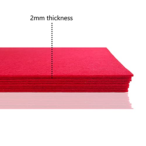 Jtnohx Stiff Felt, 2mm Thick Felt Sheets for Crafts, 8"x12" Hard Felt Fabric Squares 8Pcs for DIY Projects (Red) - color: Red
