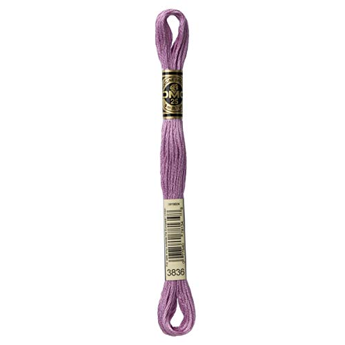 DMC 117-3836 Mouline Stranded Cotton Six Strand Embroidery Floss Thread, Light Grape, 8.7-Yard