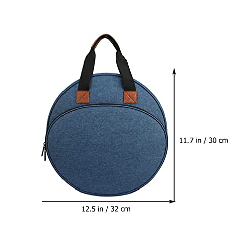 EXCEART Embroidery Project Handbag Embroidery Tool Tote Bag with Large Circular Opening Front Elastic Slots Inner Zipper Pocket 13.77 X 13.77 X 2.36 in for Kits Storage and Travel - color: Blue