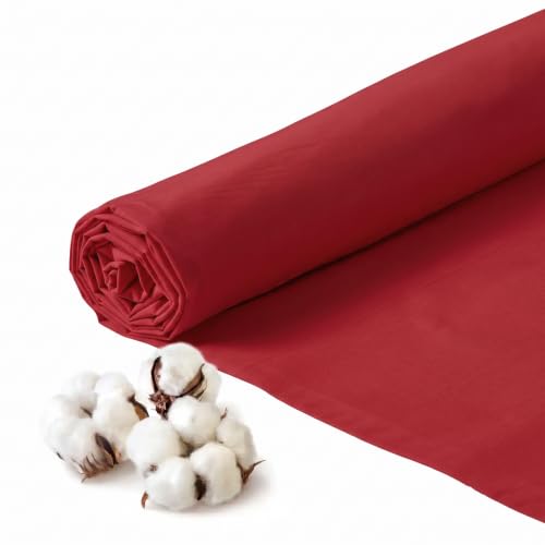 Q&J Fabric Co. 100% Cotton Fabric by The Yard 60'' Wide x 1 Yard,Broadcloth Muslin Fabric Nearly Medium Weight for DIY Sewing Apparel Cloth,Quilting,Soft Embroidery Cloth,Garments (Red) - color: Red, size: 1 Yard