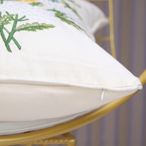 Set of 2 Embroidered Decorative Throw Pillow Covers Couch Square Pillowcases Cushion for Bedroom Sofa Farmhouse Decor 18x18 Inch (Daisy) - color: Daisy