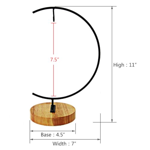 YY YEARCHY 11-inch Ornament Display Stand with Wooden Base Metal Hook Tabletop Holder for Hanging Glass Globe Ball Gifts(1, Black) - color: Black