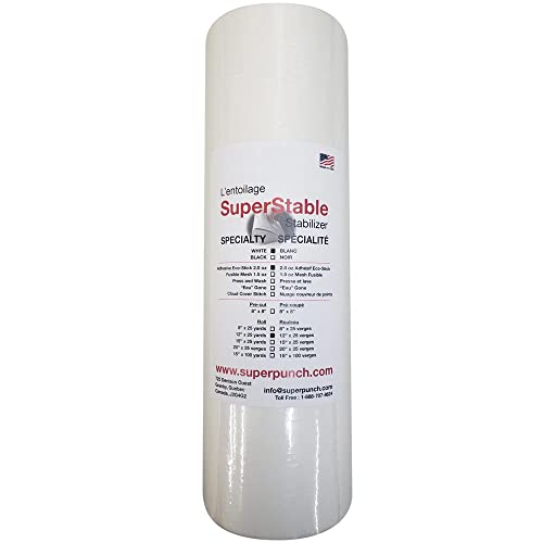 Superpunch Adhesive Peel and Stick Tear Away Stabilizer, 12 in x 25 yd - size: 12" x 25 yards roll