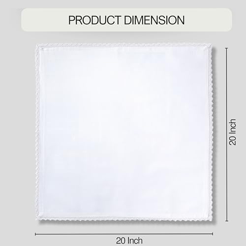 FINGERCRAFT Lace Cloth Napkins, 100% Cotton, 4 Pack, 20x20 Inch,White - color: White, size: 20" x 20" (Set of 4)