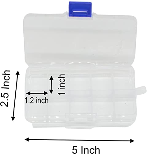Yansanido 4 Pcs 10 Grids 5 Inch x 2.5 Inch Adjustable Small Removable Clear Plastic Jewelry Organizer Divider Storage Box Jewelry Earring Tool Containers (4pack(10-Grid))