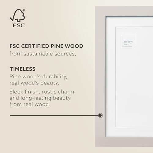 Opposite Wall - 8x10 in - Real Wood Grey Picture Frame - Lightweight, Versatile & Shatterproof - Wall Hanging & Tabletop Photo Frame - Office, Gallery & Home Decor - color: Grey, size: 8x10 in