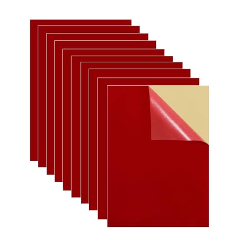 10 PCS Sticky Felt Sheets, Self Adhesive Felt Sheet - color: Red