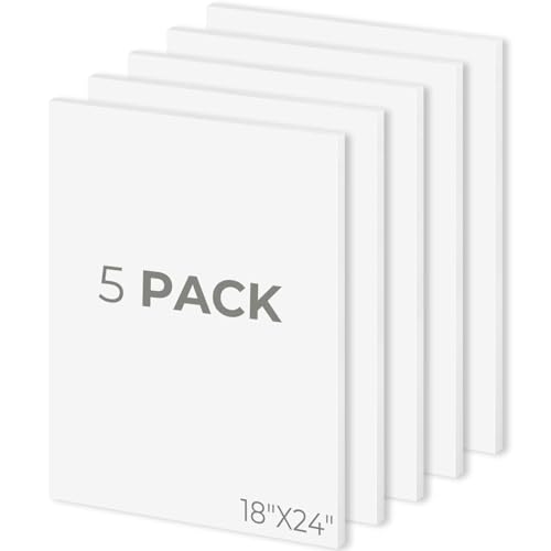 Mat Board Center 18x24 White Foam Boards Pack of 5, 1/8" Thick - size: 18x24