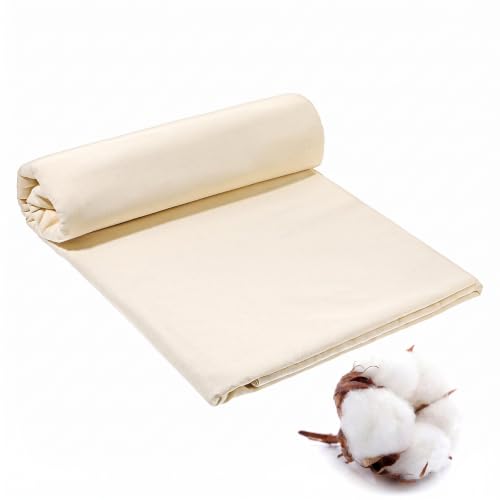 10 Yards Beige Cotton Fabric by the Yard Fabrics,63 Inches Wide Medium Weight Natural Cotton Fabrics,Bleached Muslin Fabric for Sewing Clothing Crafts Material - color: Beige, size: 10 yard