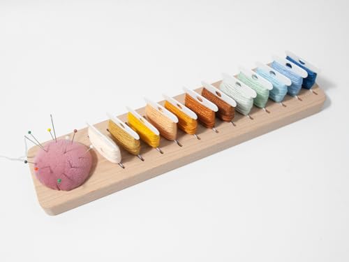 Lampstop Bobbin Rack for Embroidery Floss Beech Wood Floss Organizer (Rectangle) - color: Rectangle