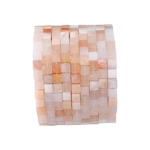 BEADIA Natural Pink Aventurine Square Stone Beads 4x4mm 85pcs Cube Loose Semi Gemstone Beads for Jewelry Making Design - color: Pink Aventurine