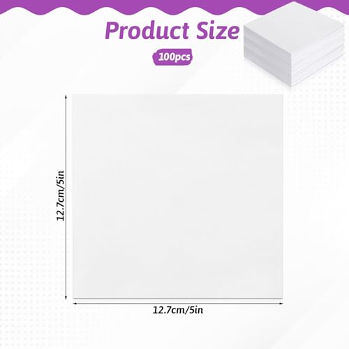 100 Pcs 5-inch Cotton Fabric Squares, Precut Quilting Squares Charm Packs Solids White, 5″ Precut Cotton Fabric Square for Beginners DIY Sewing Embroidery Patchwork Scrapbooking Craft - color: White, size: 5″