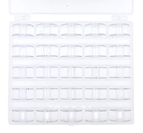 Mandala Crafts Empty SA156 Bobbins for Brother Sewing Machine, 25 Clear Plastic Class 15j Bobbins Compatible with Singer, Kenmore, Bernina, Janome, Elna - color: Transparent, size: Size A 25 Rolls