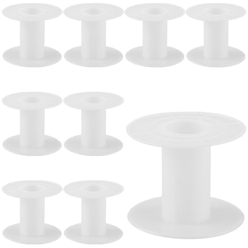 SUNNYCLUE 15Pcs 2.17in Empty Spool Ribbon Plastic Spool White Weaving Cord Wire Thread Chain Tape Organizer Holder Bobbin for Sewing Embroidery Yarn Arts Crafts Crochet Stitch Supplies Women Adults - size: 1.81 x 2.17in
