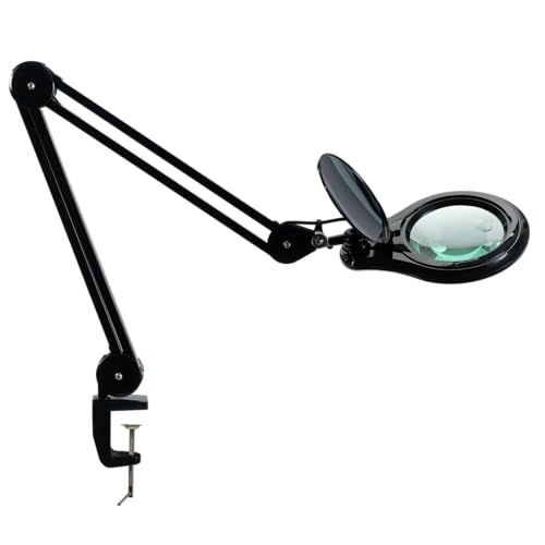 Bifocal LED Magnifying Lamp with Clamp, 14W 1200LM, Black - color: Black