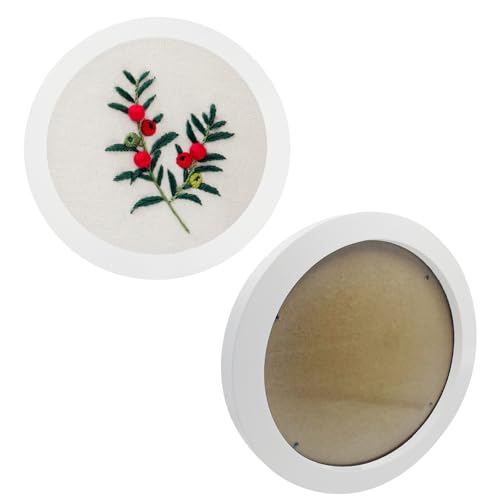 Yuqim 2 Pack Round Wood Embroidery Hoop Frames Cross Stitch Display Frame for DIY Art Craft Sewing Ornaments(White, 8 Inch) - color: White, size: 8 Inch
