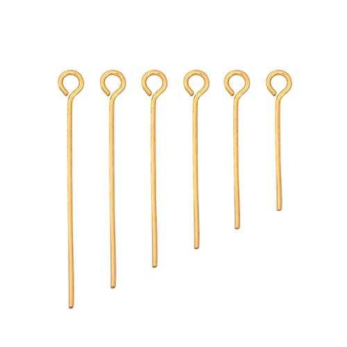 BEADIA 18K Gold Plated Open Eye Pins Non Tarnish 30mm 150pcs for Jewelry Making Findings - color: Open Eye Pins Gold, size: 30x0.7mm