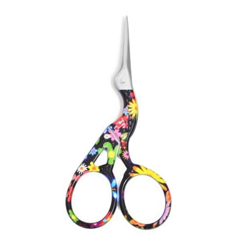 3.7" Sewing Embroidery Scissors with Cover for DIY Craft,Needlework - color: Black Flower