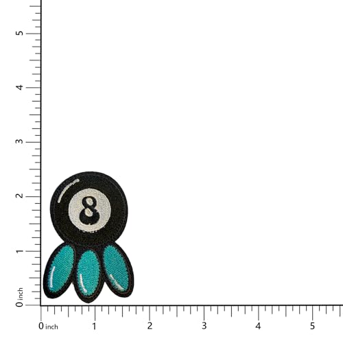 8 Ball Turquoise Patch, 1.75" x 2.5", 2-Pack, Embroidered Iron-On for Hats, Bags, Jackets - color: 8 Ball Turquoise