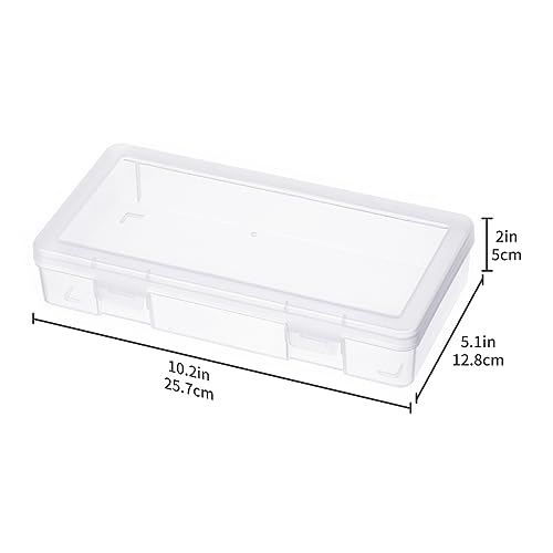 novelinks Clear Pencil Box and Small Plastic Storage Containers with Lids - color: 9 Pack Medium -Clear