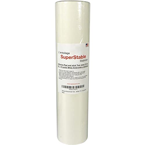 Superpunch Adhesive Peel and Stick Tear Away Stabilizer, 12 in x 10 yd - size: 12" x 10 yards roll
