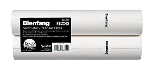 Bienfang Sketching & Tracing Paper Roll, White, 12 Inches x 50 Yards (2-Pack) - for Drawing, Trace, Sketch, Sewing Pattern - size: 12 in. x 50 yd. (2-Pack)