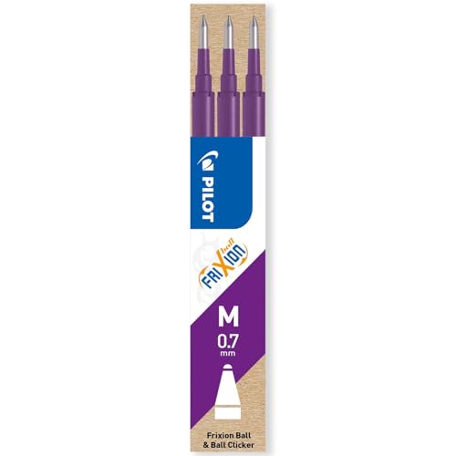 PILOT Frixion Heat/Friction Erasable Rollerball Pen FR7 - Medium Line 0.7mm Tip Nib - In Envelope Gift Packaging - Pack of 1 Pen + 3 Refills (Violet) - color: Violet