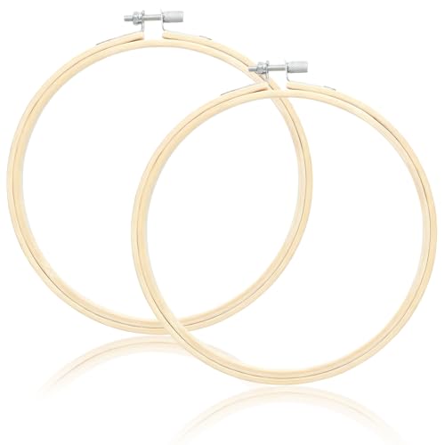 2 Pack Embroidery Hoops, 8 Inch Round Embroidery Hoops, Natural Wood Cross Stitch Hoop with Adjustable Screw for Friendly Embroidery, Cross Stitch, Craft & Beginner, and DIY Decoration - style: 8 Inch