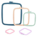 QWORK Square Embroidery Hoops - 5 Sizes, ABS Plastic, Adjustable Screw, 5 Pieces for DIY Embroidery Craft