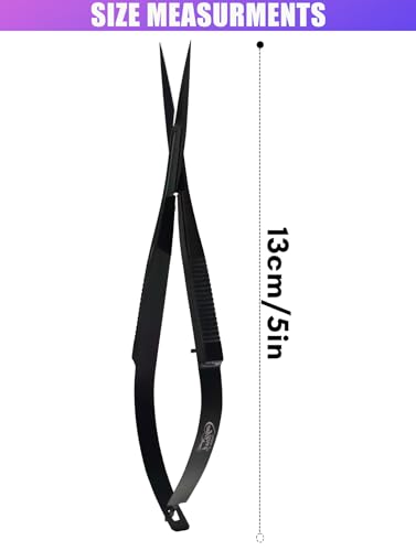 Cross Edge Spring Scissors 5 Inch straight Stainless Steel Precision Eyebrow & Eyelash Shaping & Trimming Scissor, Snips Squeeze, Embroidery, Knitting Micro Tip Craft Scissors (Black) - color: Cec-ss-03