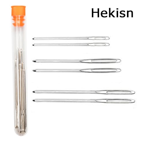 Hekisn Large-Eye Blunt Needles, 6 Piece Pro Quality Stainless Steel Yarn Knitting Needles, Sewing Needles, Crafting Knitting Weaving Stringing Needles (6 Pieces) - color: 6 Pieces
