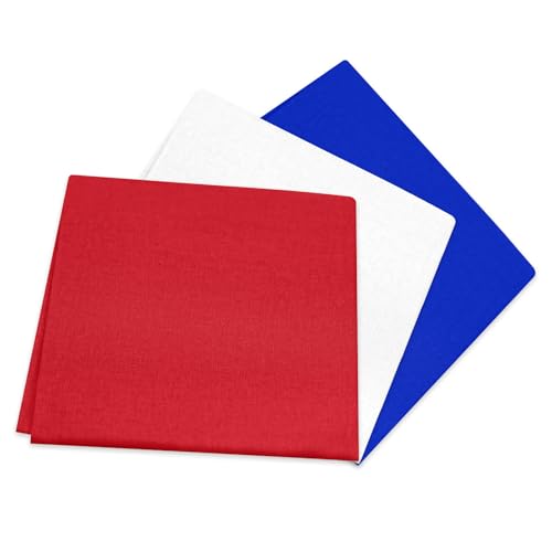 3 Pieces 18 x 21 Inches Cotton Fabric Precut Quilting Fabric Bundles Solid Colors Layer Cakes Quilt Material for DIY Craft Sewing Embroidery (Red White Blue) - color: Red White Blue
