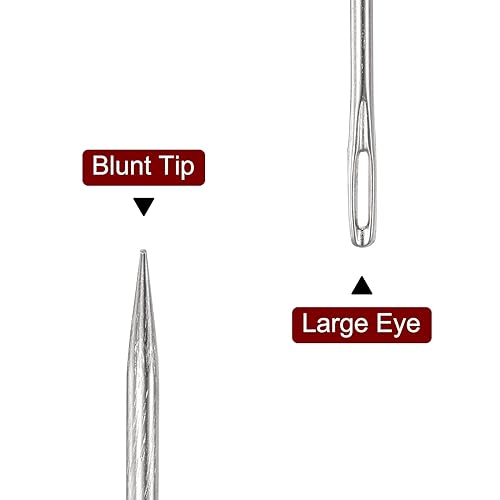 HARFINGTON 2pcs 4 Inch Upholstery Needles Large Eye Stitching Needles Stainless Steel Straight Hand Sewing Needles for Home Hand Sewing Leather Tapestry Embroidery Tufting Webbing Carpet - size: 4in