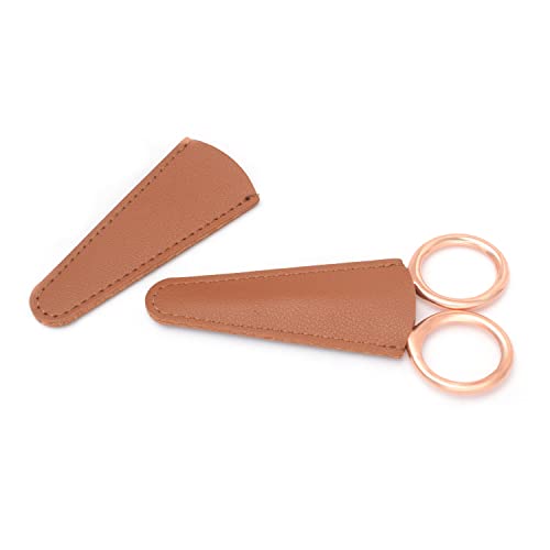 6-Piece Scissor Sheath Set - Synthetic Leather, Brown and Blue, Compact, Ambidextrous, Perfect for Sewing, DIY, and Grooming - color: Brown and Blue