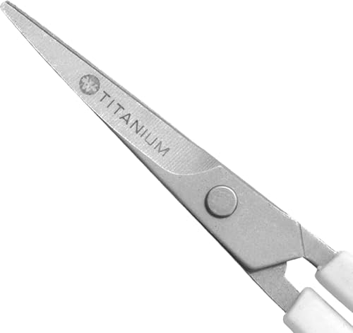 Westcott 4" Embroidery Scissors with Curved Titanium-Bonded Blades for Flush Trimming, Crafting, Sewing & More (White/Gray) - size: 1 Count (Pack of 1), style: 4" Embroidery Scissors