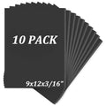 Mat Board Center Pack of 10 Acid-Free Foam Board Black 9x12 in 3/16" Thick - color: Black, size: 9x12
