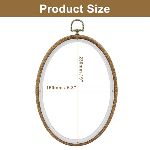 Marvexi 5Pcs Oval Embroidery Hoops 6.3"x9", Vintage Cute Faux Wood - style: 6.3" x 9"