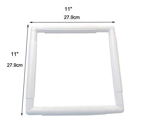11 X 11 Plastic Cross Stitch Frame Square Embroidery Hoop White DIY Sewing Tools Sewing Hoop Handhold Craft Clip Embroidery Snap Frame Hoop for Cross Stitching Quilting (11 X 11) - size: 11 X 11"