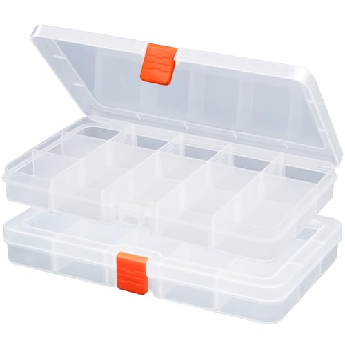 Moon Magpie 2PACK Extra Thick Bead Organizers, Mini Clear Plastic Storage Box Craft Containers for Nail jewelry rhinestones DIY Supply Case - size: 2P-MovableGrid