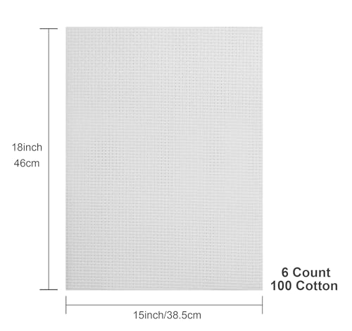 Aida Cloth 6 Count Cross Stitch Fabric,15×18inch,Rolled,3Pcs (6CT,White) - color: White, size: 6CT