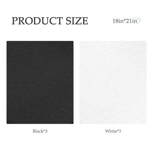 6 Pcs 18 x 21 Inches Cotton Fabric Precut Quilting Fabric Bundles Solid Colors Quilt Material for DIY Craft Sewing Embroidery (Black White) - color: Black White