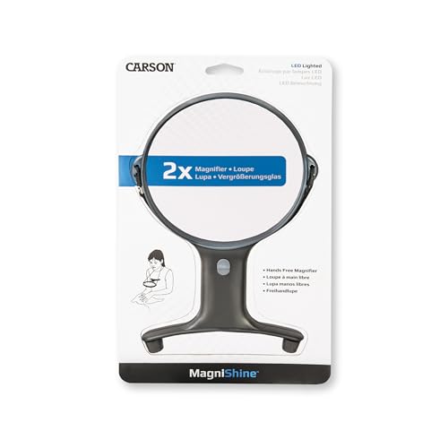 Carson Optical MagniShine LED Lighted 2x Power Hands-Free Magnifier (HF-66) , Black