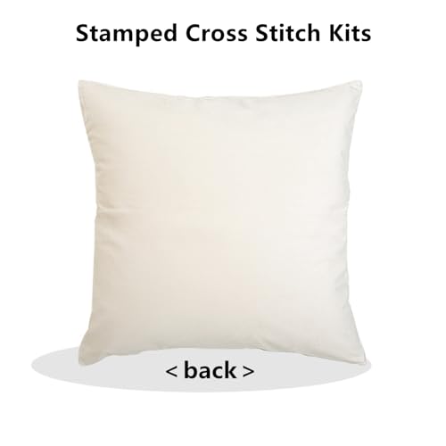 Fanxvivy Stamped Cross Stitch Kits for Adults Beginners Pillow Needlepoint Kit with Embroidery Pattern Needlework Kit Prestamped Stitches Kit 11CT Cross Stitching-Seaside Scenery 18x18 inch - color: Pre-pattern 20