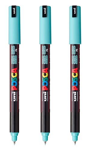 posca PC-1MR Water-Based Paint Markers, Extra Fine Tip (0.7mm), Aqua Green, 3 Count - color: AQUA GREEN