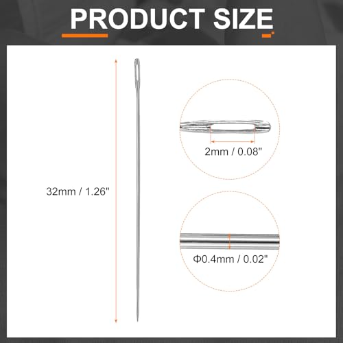 HARFINGTON 25pcs Sewing Needles 0.4mm Diameter 32mm (1.26") Long Ultra-Thin Stainless Steel Hand Embroidery Bead Needles for Jewelry Making DIY Crafts - size: 0.4mm Dia + 32mm Length
