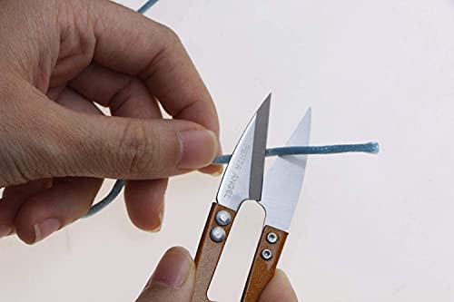 2Pcs Multicolor Mini Sewing Scissors Clipper 2Pcs Leather Scissors Sheath Cover Small Embroidery Thread Thrum Yarn Trimming Nipper U-Shaded Craft Cross Stitch Scissor (Gold/Gray) - color: Gold/Gray