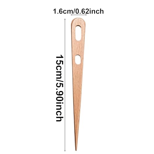 Set of 4 Weaving and Nalbinding Needles - 2 Hole Design for Secure Yarn Locking, Beech and Walnut Wood, Suitable for Knitting, Crochet, and Tapestry Crafting