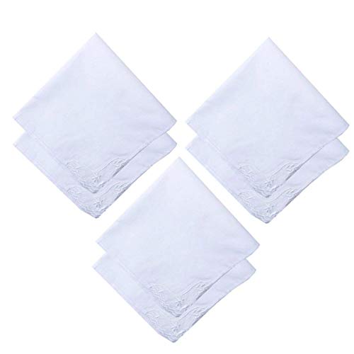 MileyMarla Ladies Embroidery Cotton White Handkerchiefs Lace Wedding Hankies - color: B-6pcs