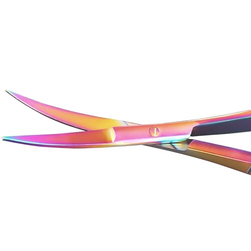 Spring Action Scissors for Applique & Embroidery - Curved, 4.5", Rainbow - color: Rainbow